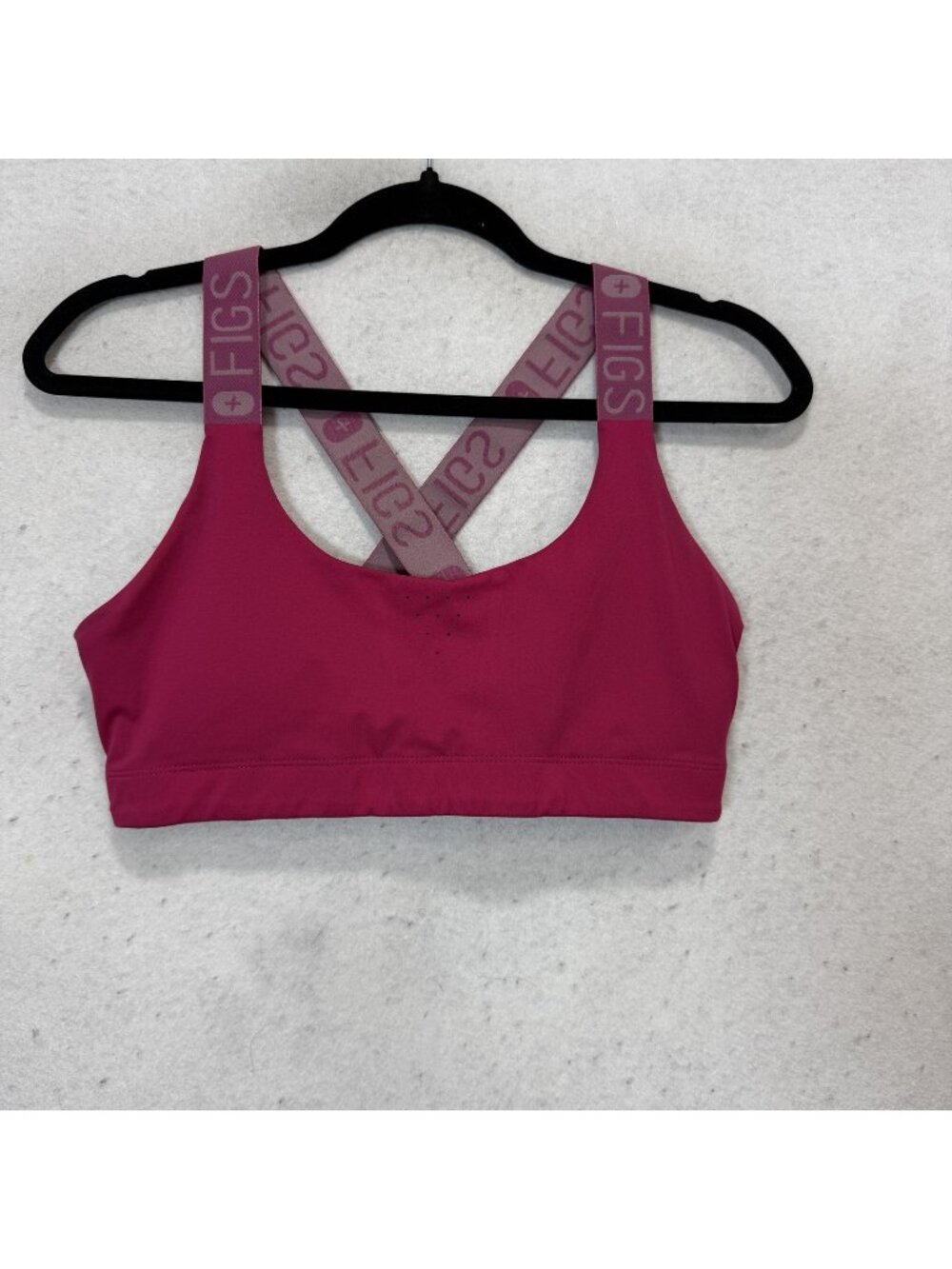 FIGS Sports Bra Womens Small Pink Crossback Logo Strap Yoga Athletic Top